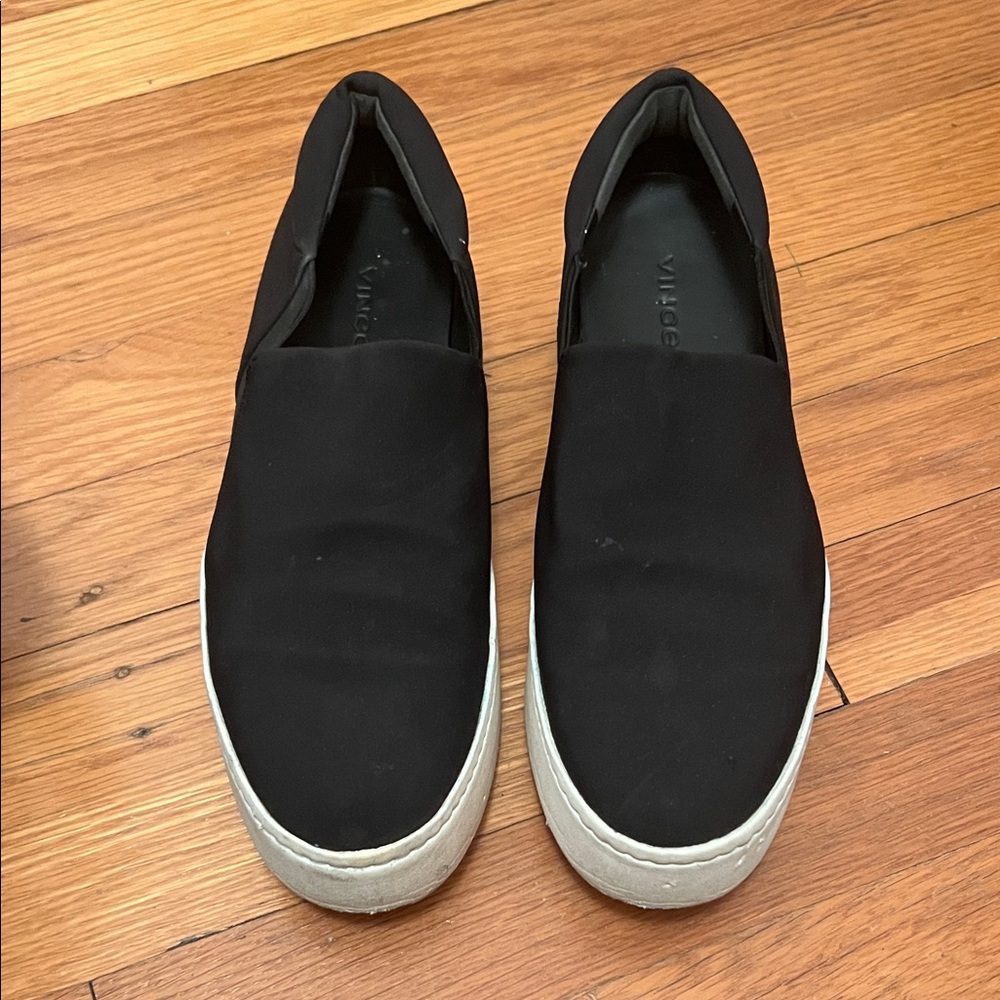 Vince Black and White Women’s Platform Slip-On Sneakers